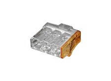 ELEMAN 1004681 Svorka krabicová PC213-O bezšroubová 3x 0,5-2,5 mm2, transparentní/oranžová