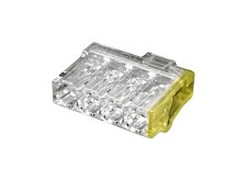 ELEMAN 1004682 Svorka krabicová PC214-Y bezšroubová 4x 0,5-2,5 mm2, transparentní/žlutá