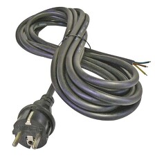 TEKACABLE AK 91 3109-1-X/10 Přívodní kabel H05RR-F 3G1 černý s rovnou vidlicí L=10m guma