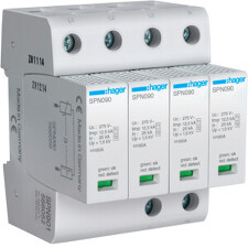 HAGER SPN901 Kombinovaný svodič přepětí T1+T2, 12,5 kA (10/350), 4-pól, TN-S