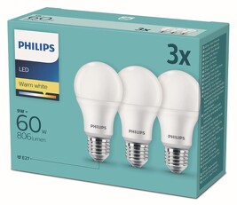 PHILIPS LED žárovka 60W A60 E27 WW FR ND 3CT/6 DISC ( bal=3ks ) *8718696828199