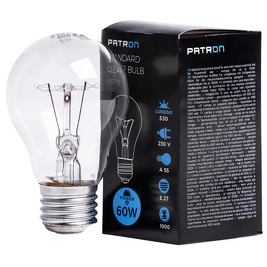 PATRON 05179 Žárovka 230V 60W E27 čirá pro průmyslové použití