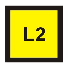 STRO.M DT002_L2 L2 (žlutý podklad, černý tisk)  2,5x2,5 cm (fólie)