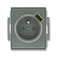 ABB 5569E-A02357 34, TIME Zásuvka 1násobná, s cl., s USB nab.; antracitová